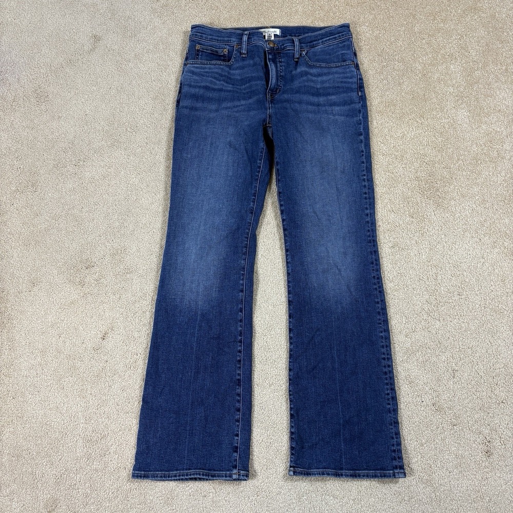 Madewell Jeans Womens 30 Dark Blue Kick Out Full-Length Flare Denim Stretch